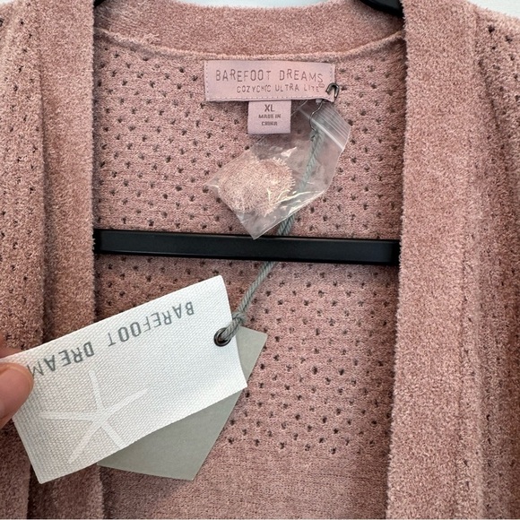 Barefoot dreams COZYCHIC ULTRA LITE® OPEN STITCH LONG CARDIPINK CLAY size XL - Picture 6 of 10